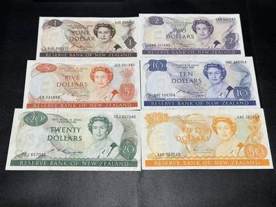 《外钞收藏家》第五百八十一期（畅拍场）（本平台长期征集拍品、欢迎藏友们联系合作） - 新西兰1-50元 女王纸币 六张一起 非全新 品相如图