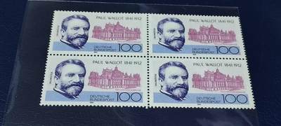 德国邮票专场，都是四方联人物题材 - 德国邮票四方联一张，1991年发行，建筑师瓦洛特与柏林国会大厦。品相如图