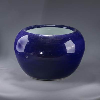 日本大阪雅和auction 2025金秋競賣會第一期 - 清 霽藍釉畫缸 尺寸:D:46 H:30cm