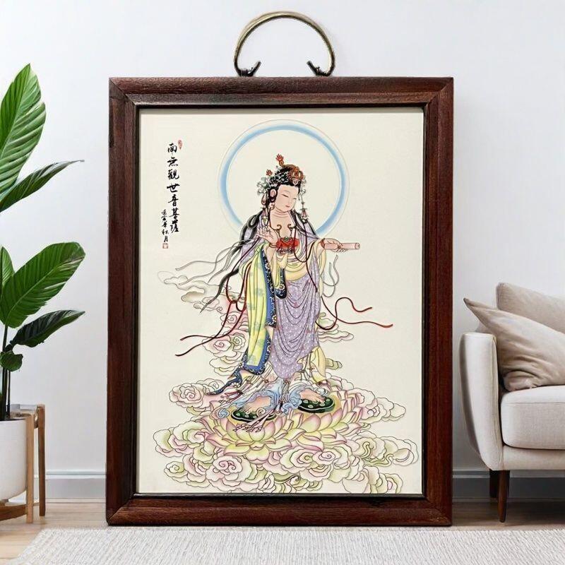 听雨轩（17）景德镇瓷板画专场 景德镇瓷板画（实木框） 观音   37*29cm