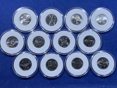 《竞宝斋》第435场 周日，周一2场连拍 （全场包邮） - 12枚一组 索马里群岛2006年12星座钱币 全套好品