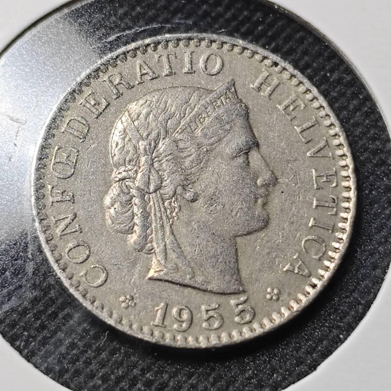 KK钱币收藏小铺  第364场  2月预留时间 周末发货  1955瑞士20分