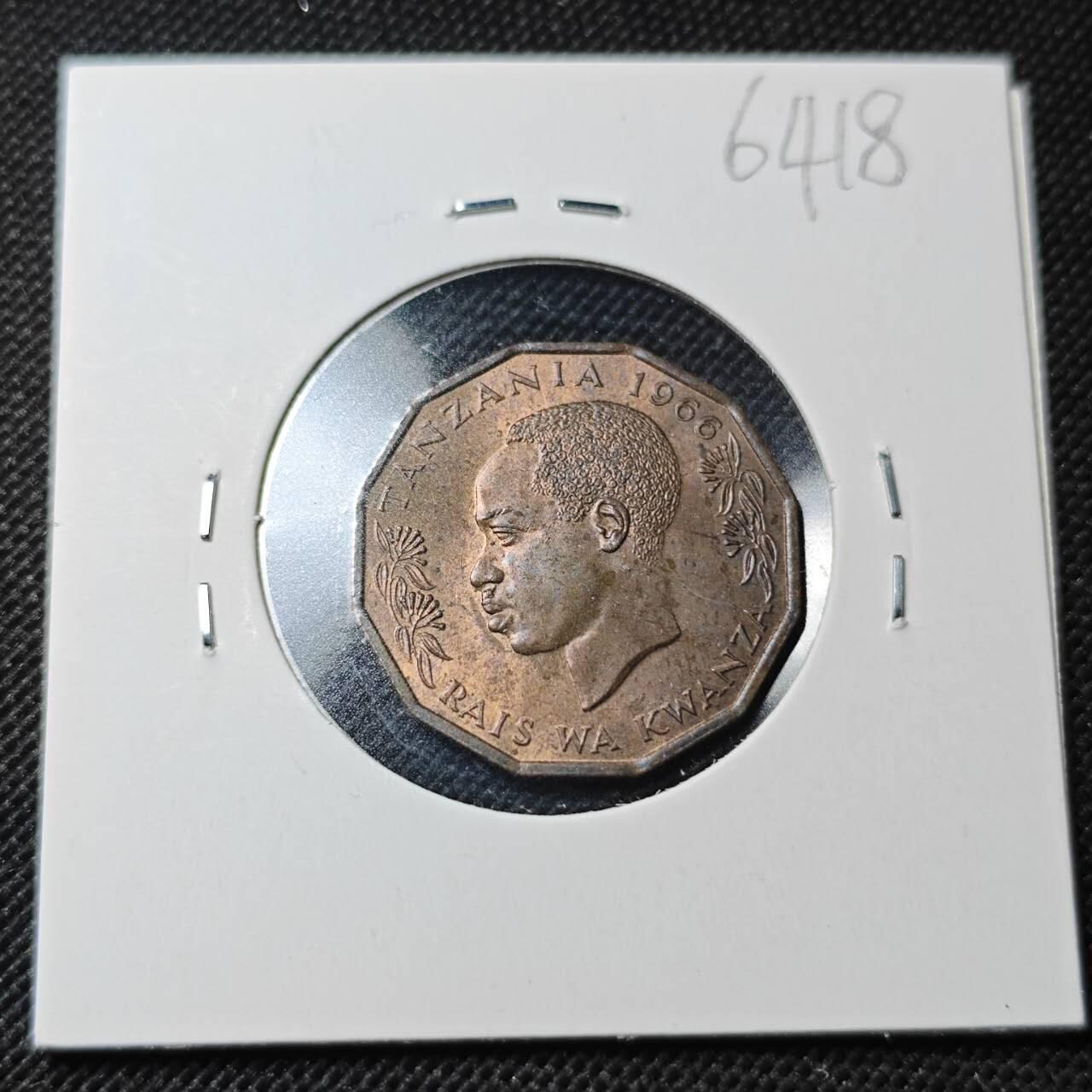 KK钱币收藏小铺  第364场  2月预留时间 周末发货  1966坦桑尼亚5分铜币 早年份