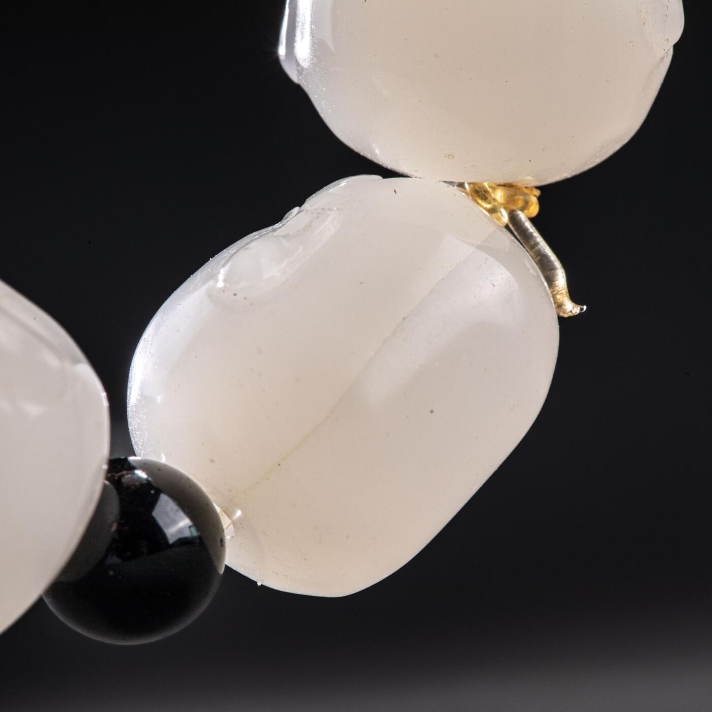 日本大阪雅和auction 2025金秋競賣會第一期 清 白玉羅漢手鏈 尺寸:L:7cm