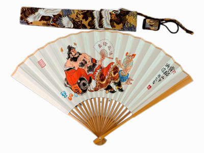白泽拍卖卡牌手绘专场第27期 - 2025 陈岱青手绘扇 钟馗 赏扇纳凉 规格：九五寸 十八方玉竹 熟宣折扇 配扇箍 扇套 陈岱青亲签