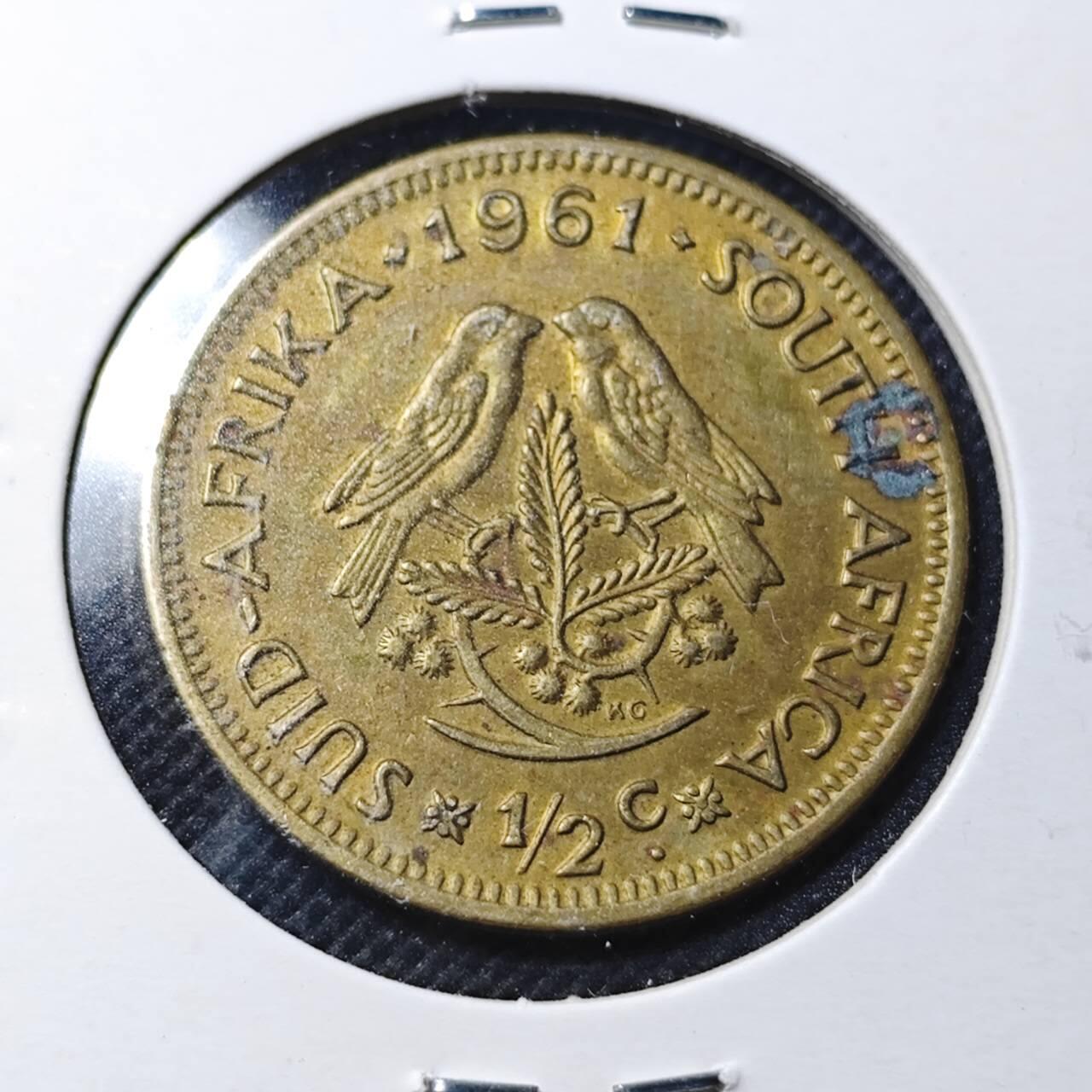 KK钱币收藏小铺  第364场  2月预留时间 周末发货  1961南非1/2分铜币