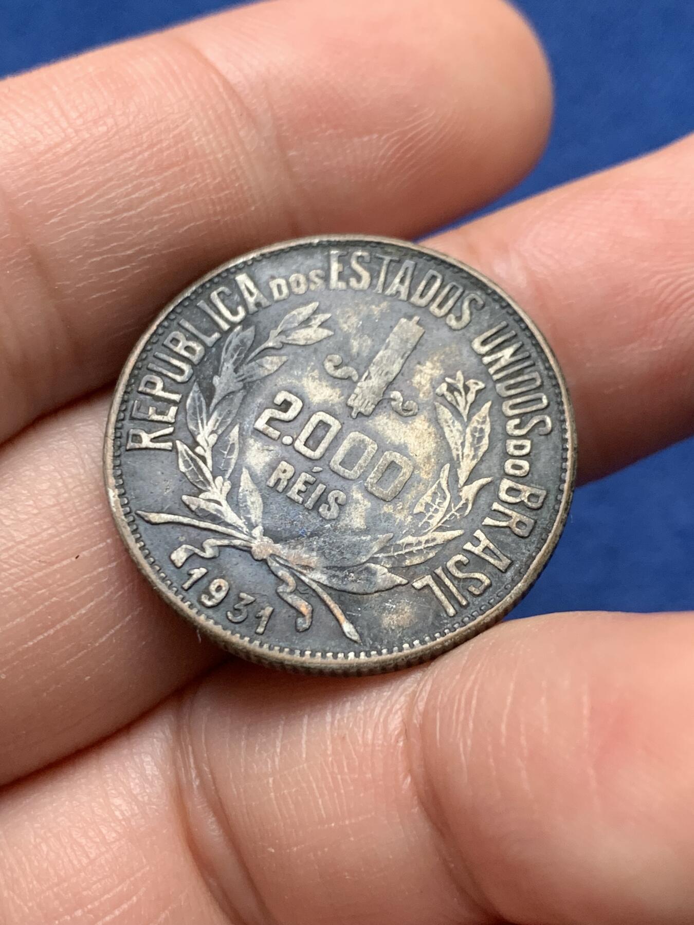 《竞宝斋》第435场 周日，周一2场连拍 （全场包邮） 巴西1931年2000瑞斯银币 少见币种，首年1924年，关门年1934年，1931年为最大特年，发行量仅546000枚