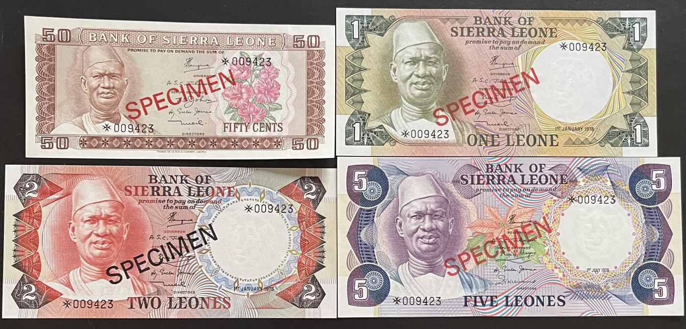 小福收藏拍卖第197期 裸钞场 本期有多张豹子号靓号 百慕大03年50元纪念钞百位号 马来亚和英属婆罗洲开国第一张纸币大冠女王 马来亚 41年1元英王乔六 法属太平洋10000法郎 捷克1000克朗纪念钞千位号  卢森堡 1000法郎  萨尔瓦多样钞 匈牙利 法罗群岛 危地马拉等多国精美纸币 塞拉利昂 1978年 50分 1 2 5利昂 样钞 全同千位号 4张套 unc