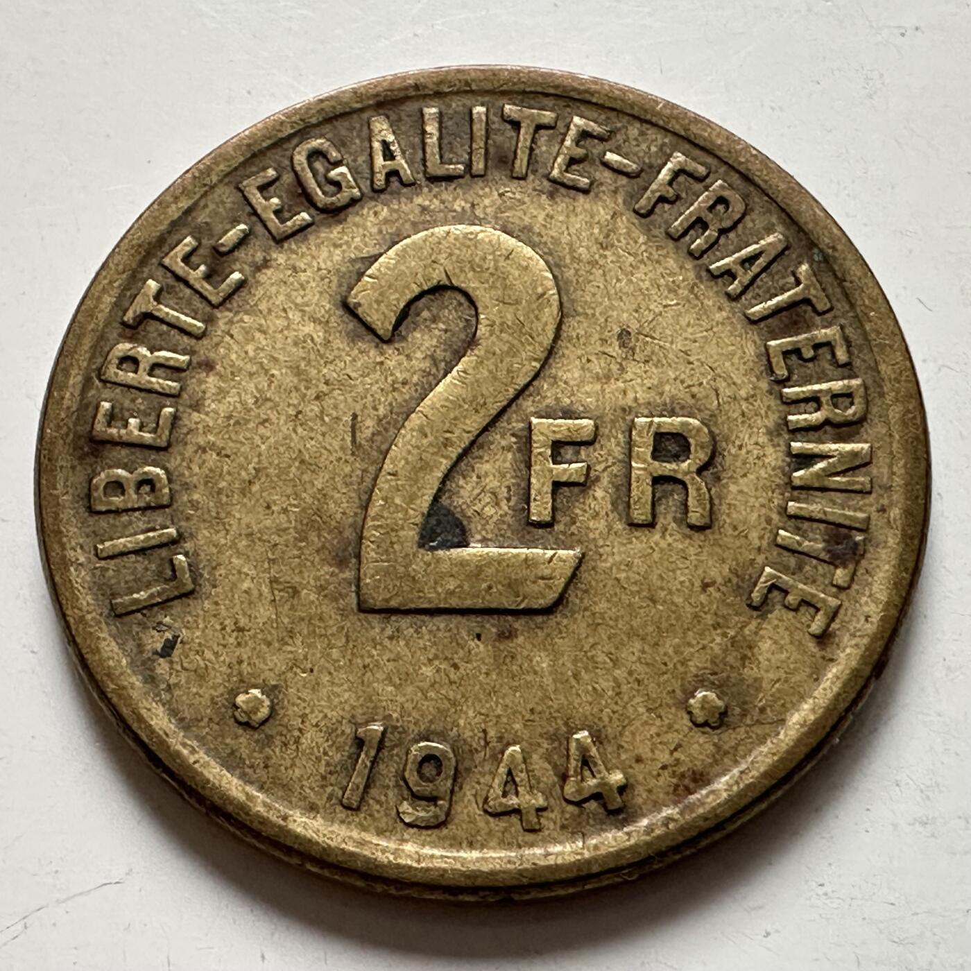 🌹外币初藏🌹🐯2025年第123场  每周二四六晚8️⃣点 接代拍 法国1944年盟占时期2法郎