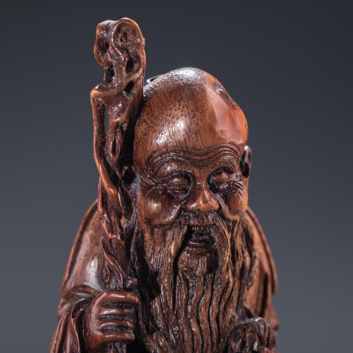 日本大阪雅和auction 2025金秋競賣會第一期 清 竹根人物 尺寸:W:7 H:18cm 備註:木箱