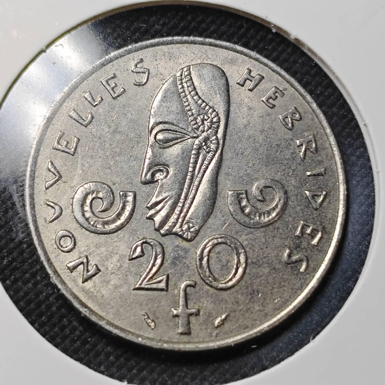 KK钱币收藏小铺  第364场  2月预留时间 周末发货  1975法属赫布里底20法郎