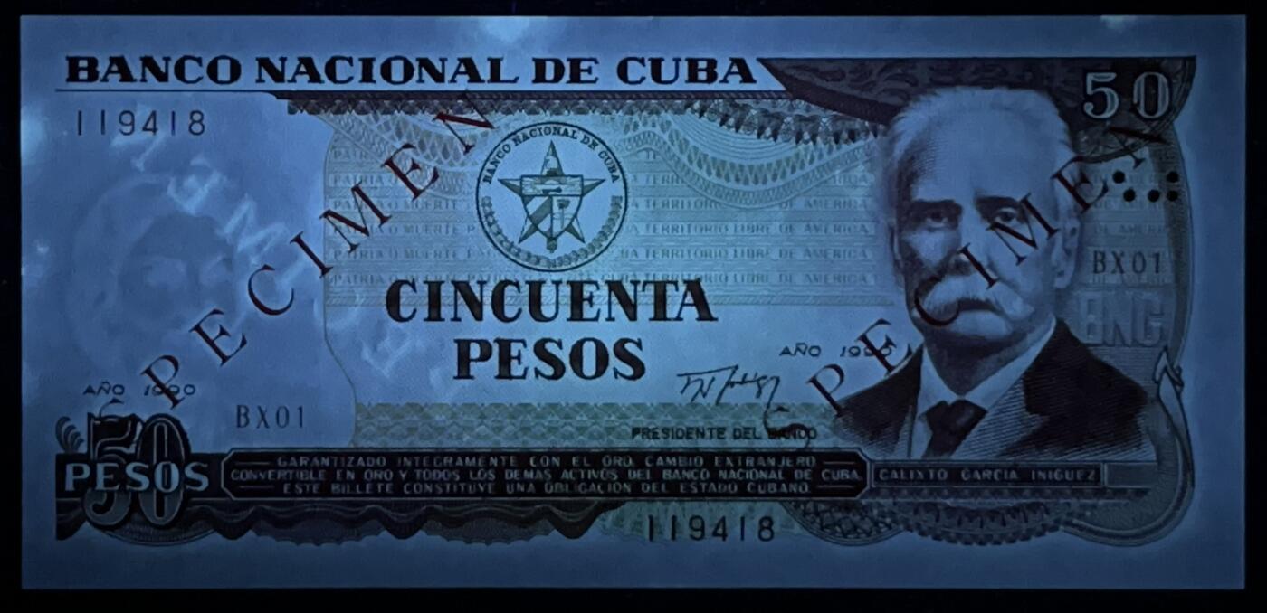 小福收藏拍卖第197期 裸钞场 本期有多张豹子号靓号 百慕大03年50元纪念钞百位号 马来亚和英属婆罗洲开国第一张纸币大冠女王 马来亚 41年1元英王乔六 法属太平洋10000法郎 捷克1000克朗纪念钞千位号  卢森堡 1000法郎  萨尔瓦多样钞 匈牙利 法罗群岛 危地马拉等多国精美纸币 古巴 1990年 50比索 样钞 中国代印 尾8 紫外有潮 unc