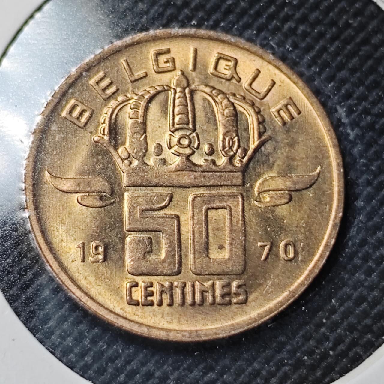 KK钱币收藏小铺  第364场  2月预留时间 周末发货  1976比利时50分 好品铜币