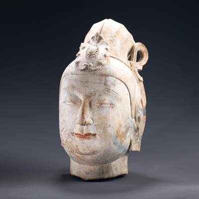 日本大阪雅和auction 2025金秋競賣會第一期 - 唐 漢白玉佛首 尺寸:W:12 H:25cm 備註:盒付