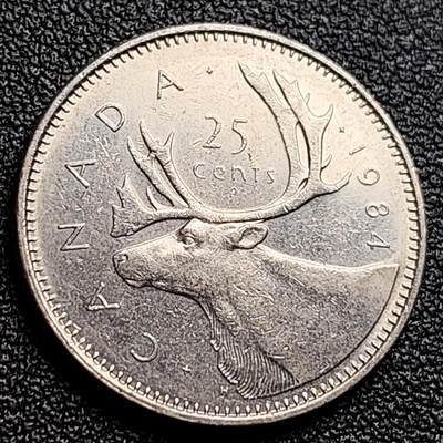 泉币菌-第123场-精品福利场(115场之后的本周末发货，感谢理解) - 高币值 加拿大1984年1/4加拿大元 伊丽莎白二世 驯鹿 24mm 