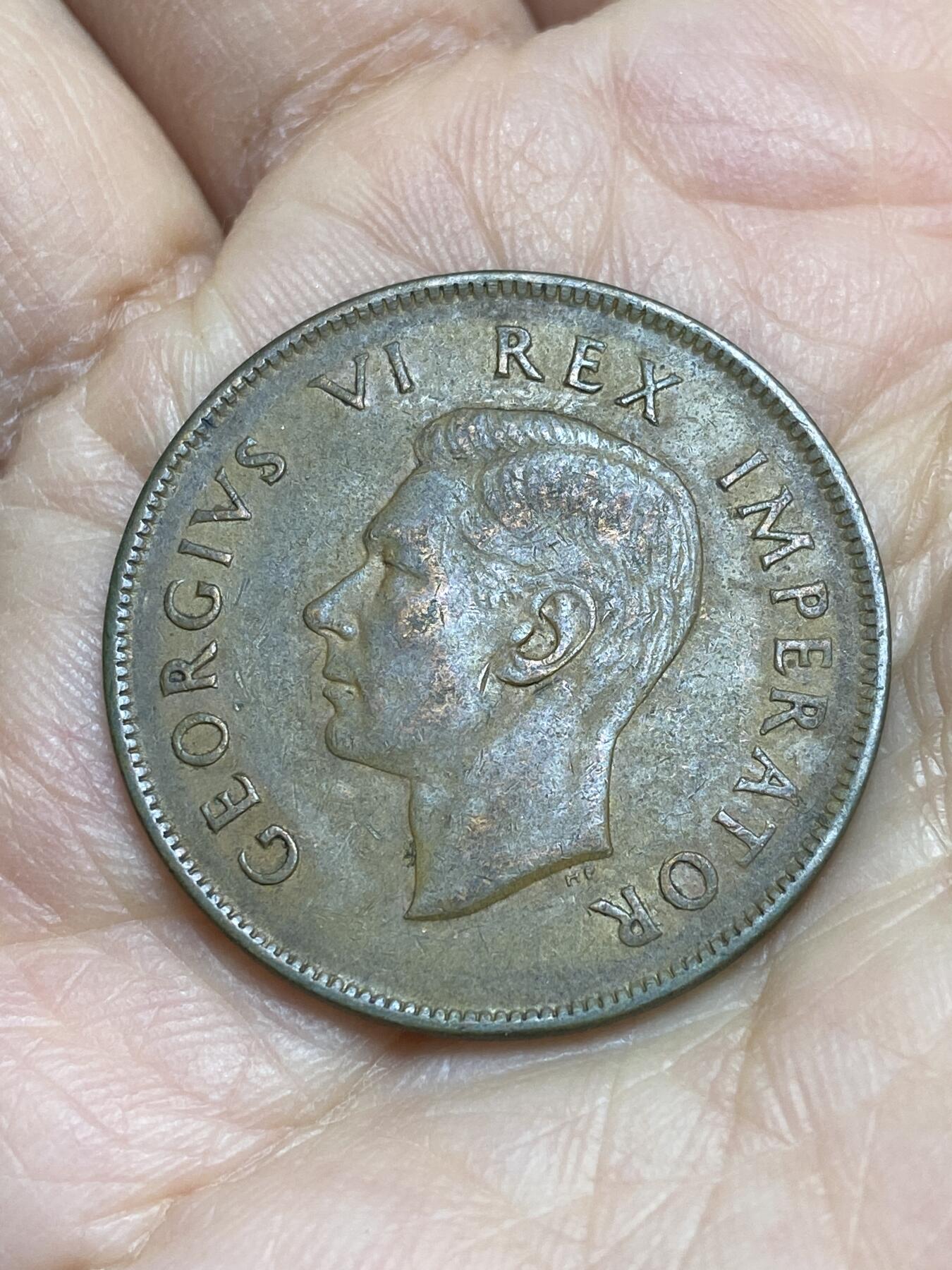 2025年第一百二十二场(总第一百四十八场）外国好品散币(免佣金) 英属南非1942年1便士(乔治六世第一版)