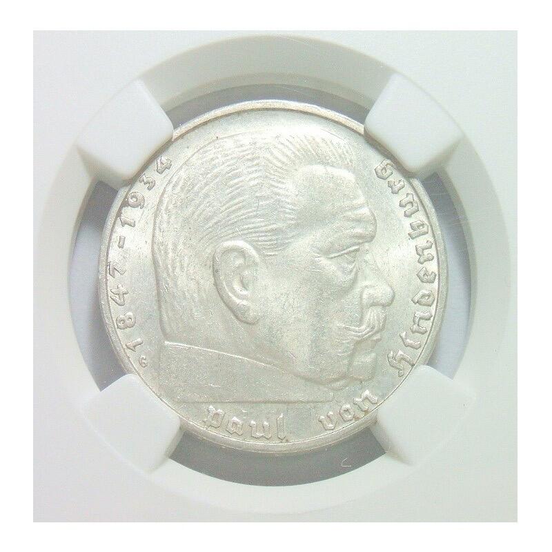 【银】稀年 NGC MS63 德国第三帝国1936年G版2马克银币 难得初铸 开卷原光