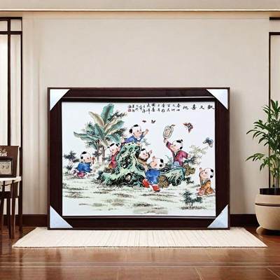 听雨轩（17）景德镇瓷板画专场 - 景德镇瓷板画 欢天喜地 37*29cm