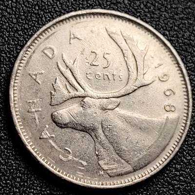 泉币菌-第123场-精品福利场(115场之后的本周末发货，感谢理解) - 高币值 加拿大1968年1/4加拿大元 伊丽莎白二世 驯鹿 24mm 
