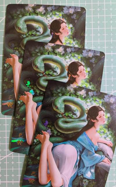 C先生卡牌 第15期 元集纪·刷子签·罐儿签·毒瘤签(持续收拍品中...) - 【彩闪】燎原《十二生肖》巳蛇 三渐变