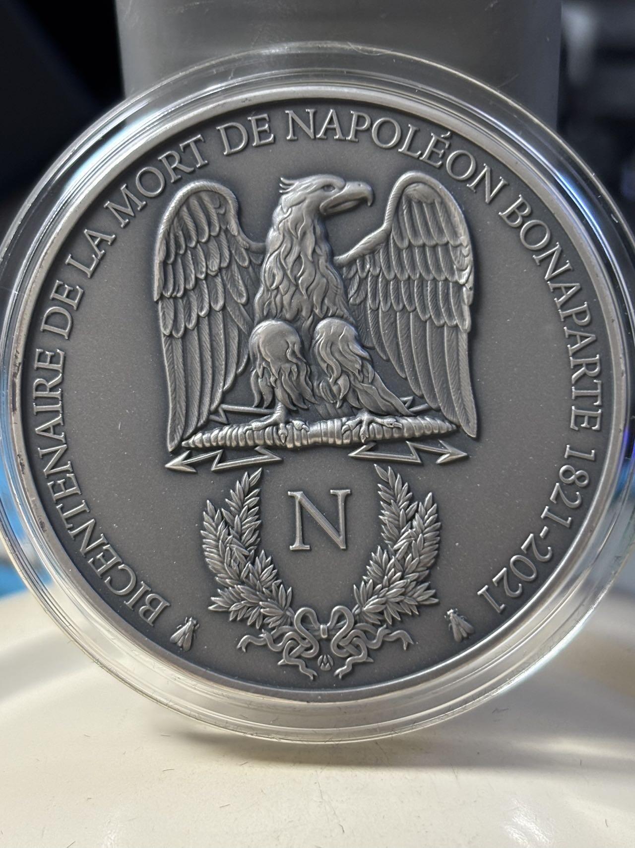第181期拍卖 获奖喀麦隆2021年拿破仑逝世200周年高浮雕银币，999银，发行量200枚，获得钱币之星经典硬币大奖第一名