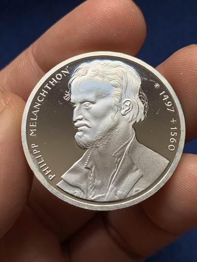 《竞宝斋》第435场 周日，周一2场连拍 （全场包邮） - 德国1997年10马克精制银币J版 菲利普·梅兰希顿（德国人文主义者和宗教改革家） 15.5克 625银 发行量：15万出头