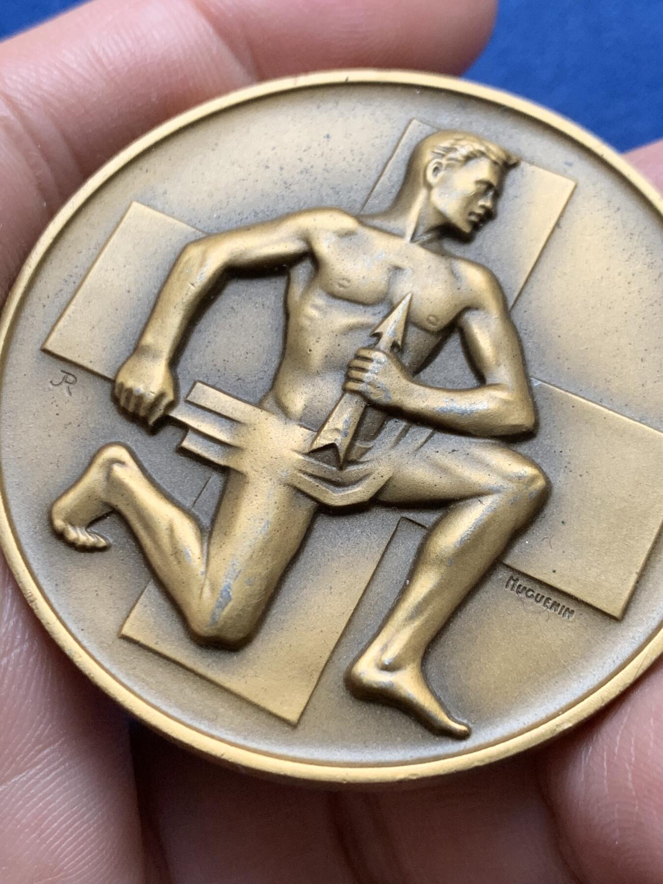 《竞宝斋》第435场 周日，周一2场连拍 （全场包邮） 瑞士 1949年 射击节 铜章 高浮雕 细节保存的很好 目录编号R-858a 50mm 55.6克