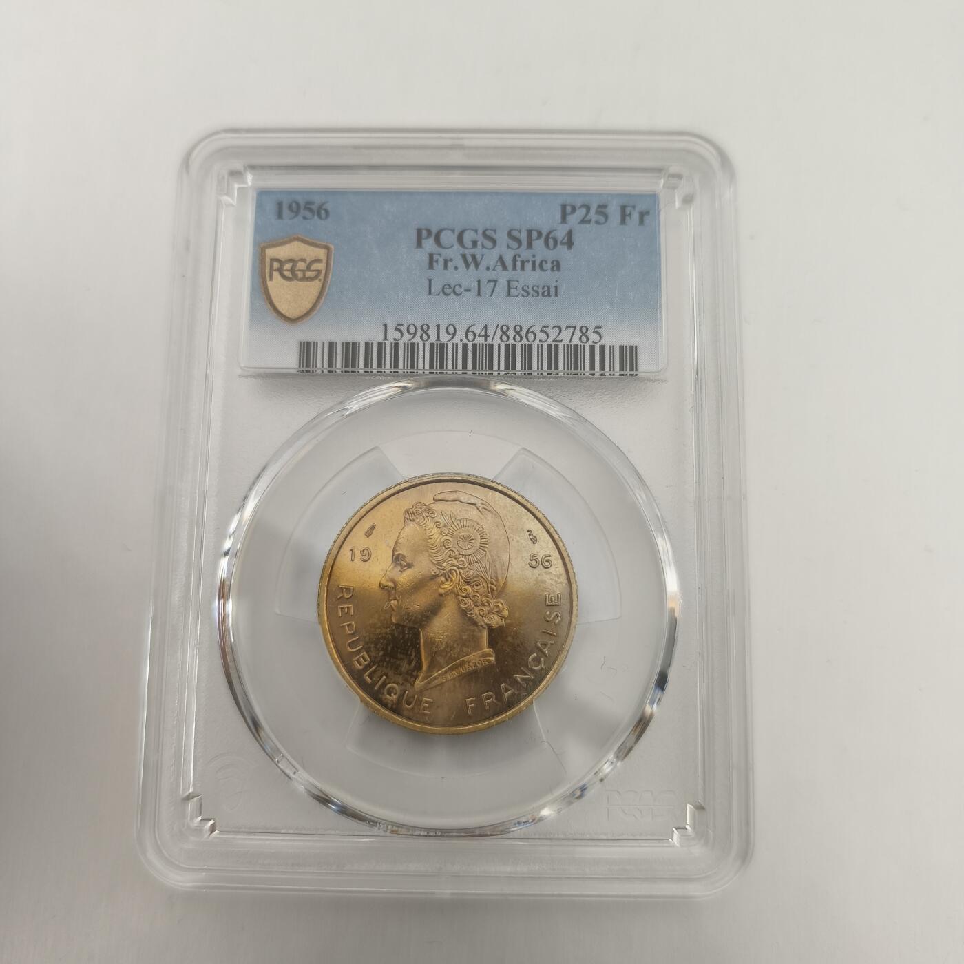 老蟹的宝藏🏴‍☠️ III PCGS SP64 法属西非1956年精制25法郎样币