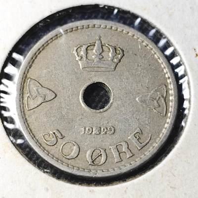 KK钱币收藏小铺  第364场  2月预留时间 周末发货 -  1929挪威50欧尔