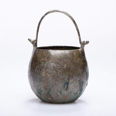 日本大阪雅和auction 2025金秋競賣會第一期 - 唐 青銅提梁壺 尺寸:W:10 H:14.5cm