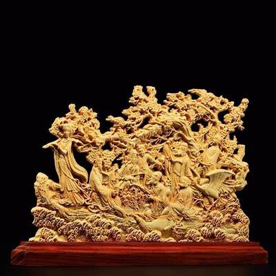 听雨轩（16）木雕 - 太行崖柏木雕八仙过海摆件 31*20*4cm
