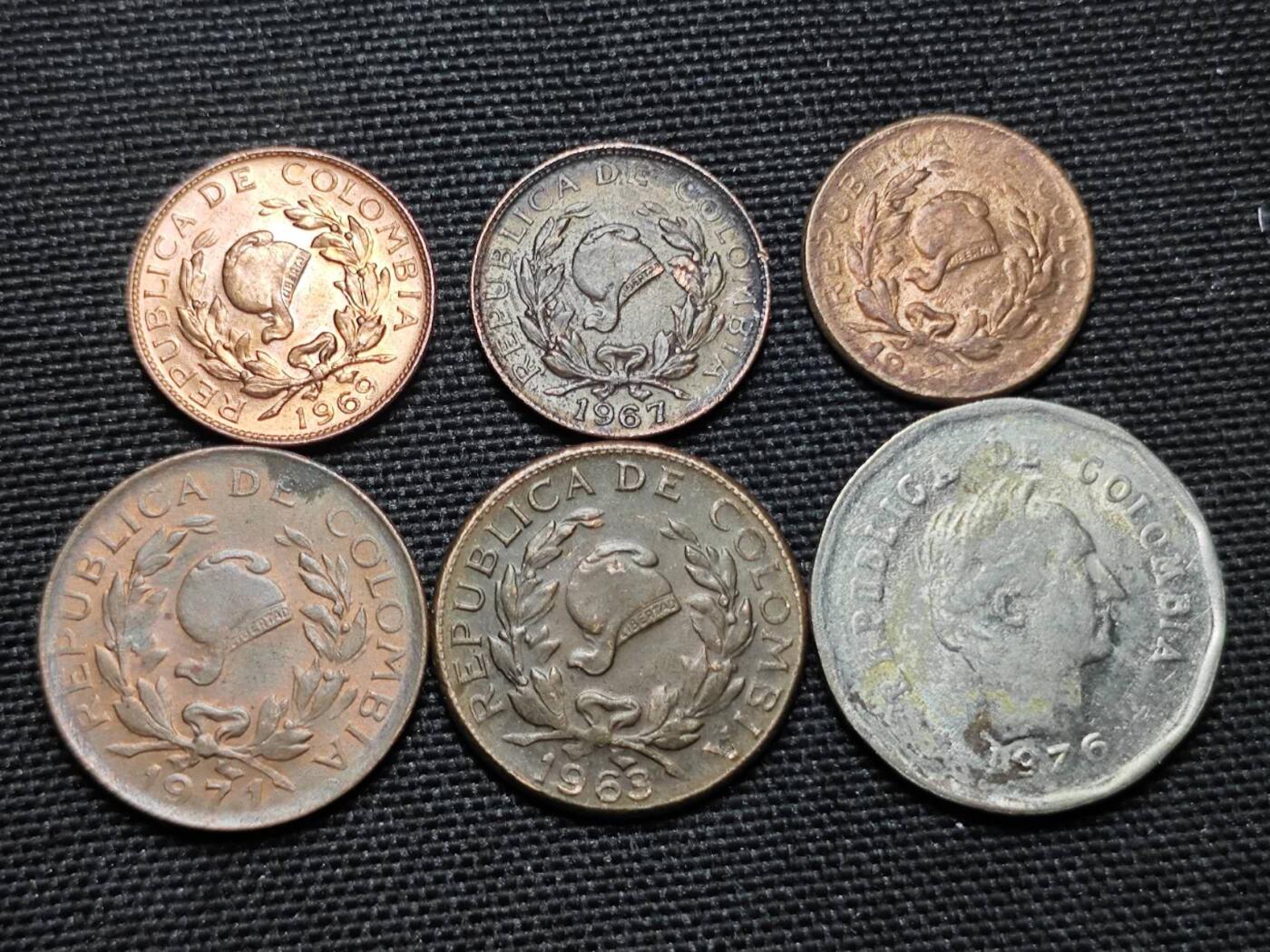 KK钱币收藏小铺  第364场  2月预留时间 周末发货  哥伦比亚一组6枚