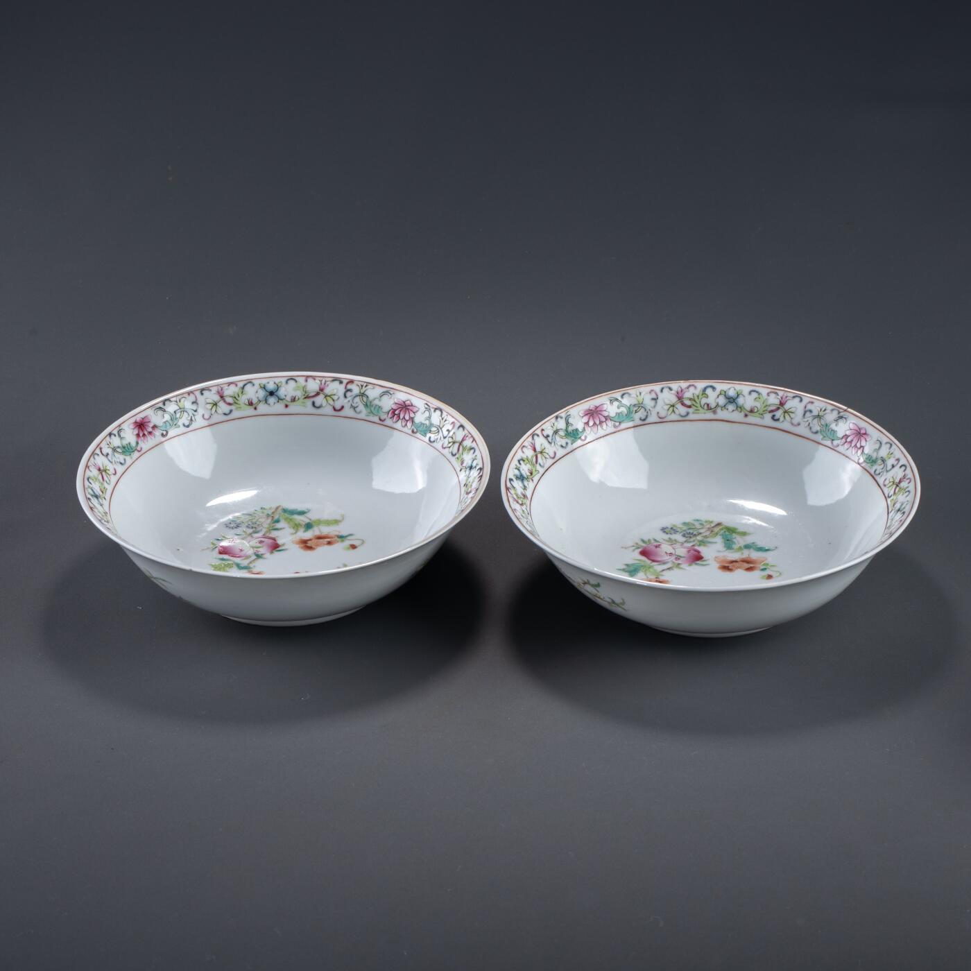 日本大阪雅和auction 2025金秋競賣會第一期 清乾隆 粉彩花鳥碗 一對 尺寸:D:18.5 H:5 x2cm