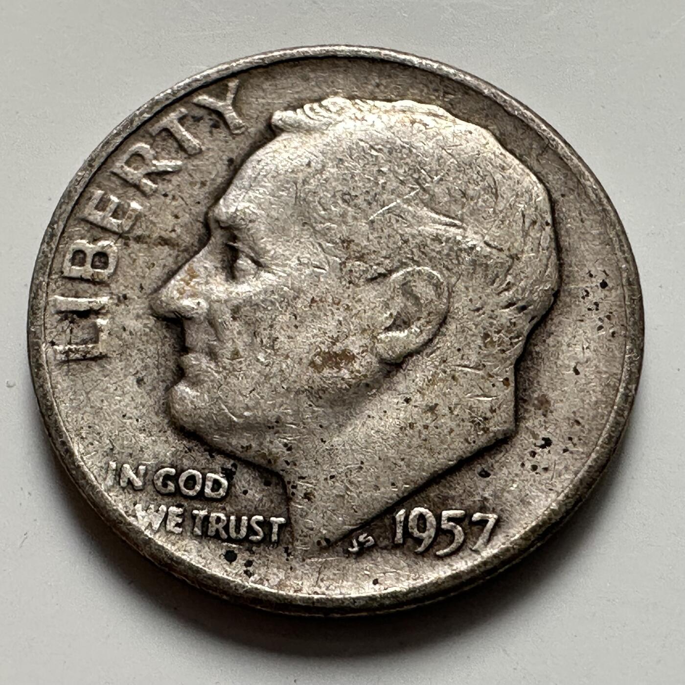 🌹外币初藏🌹🐯2025年第123场  每周二四六晚8️⃣点 接代拍 美国1957年十分银币