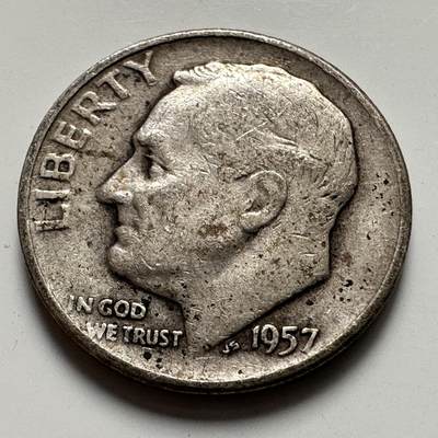 🌹外币初藏🌹🐯2025年第123场  每周二四六晚8️⃣点 接代拍 - 美国1957年十分银币