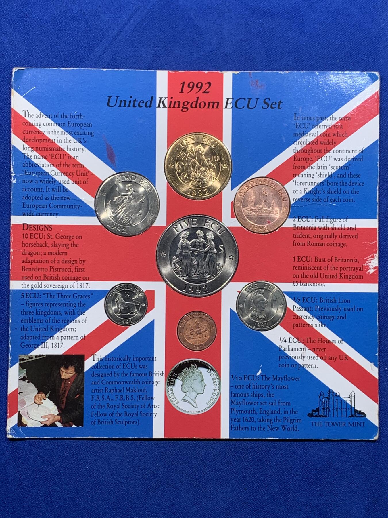 《竞宝斋》第435场 周日，周一2场连拍 （全场包邮） 欧共体1992年ECU纪念币，惠美三女神埃古版，7枚套装埃居钱币