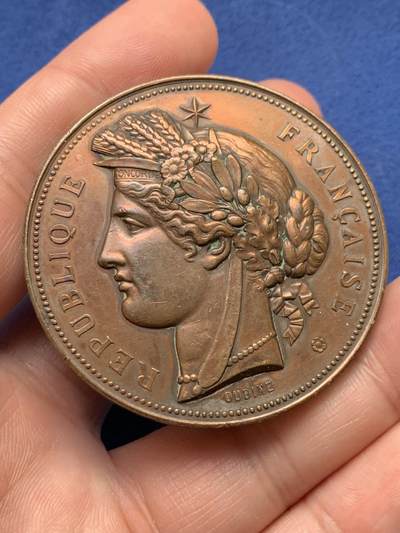 《竞宝斋》第435场 周日，周一2场连拍 （全场包邮） - 法国战争部颁发玛丽安娜铜章 60.35克 50.8mm 丰饶角铜标