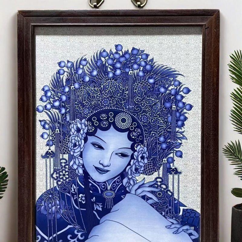 听雨轩（17）景德镇瓷板画专场 景德镇瓷板画（实木框） 花旦  37*29cm