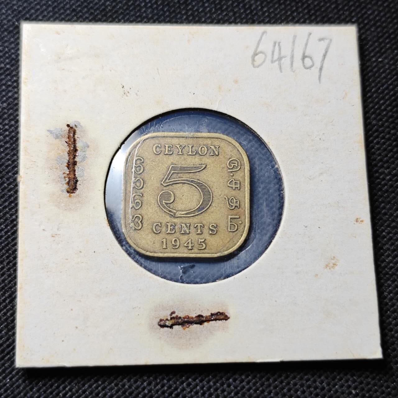 KK钱币收藏小铺  第364场  2月预留时间 周末发货  1945英属锡兰5分铜币