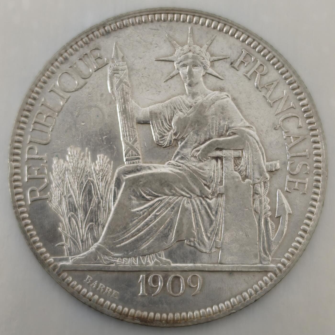 老蟹的宝藏🏴‍☠️ III 法属印支1909年1皮阿斯特坐洋银币