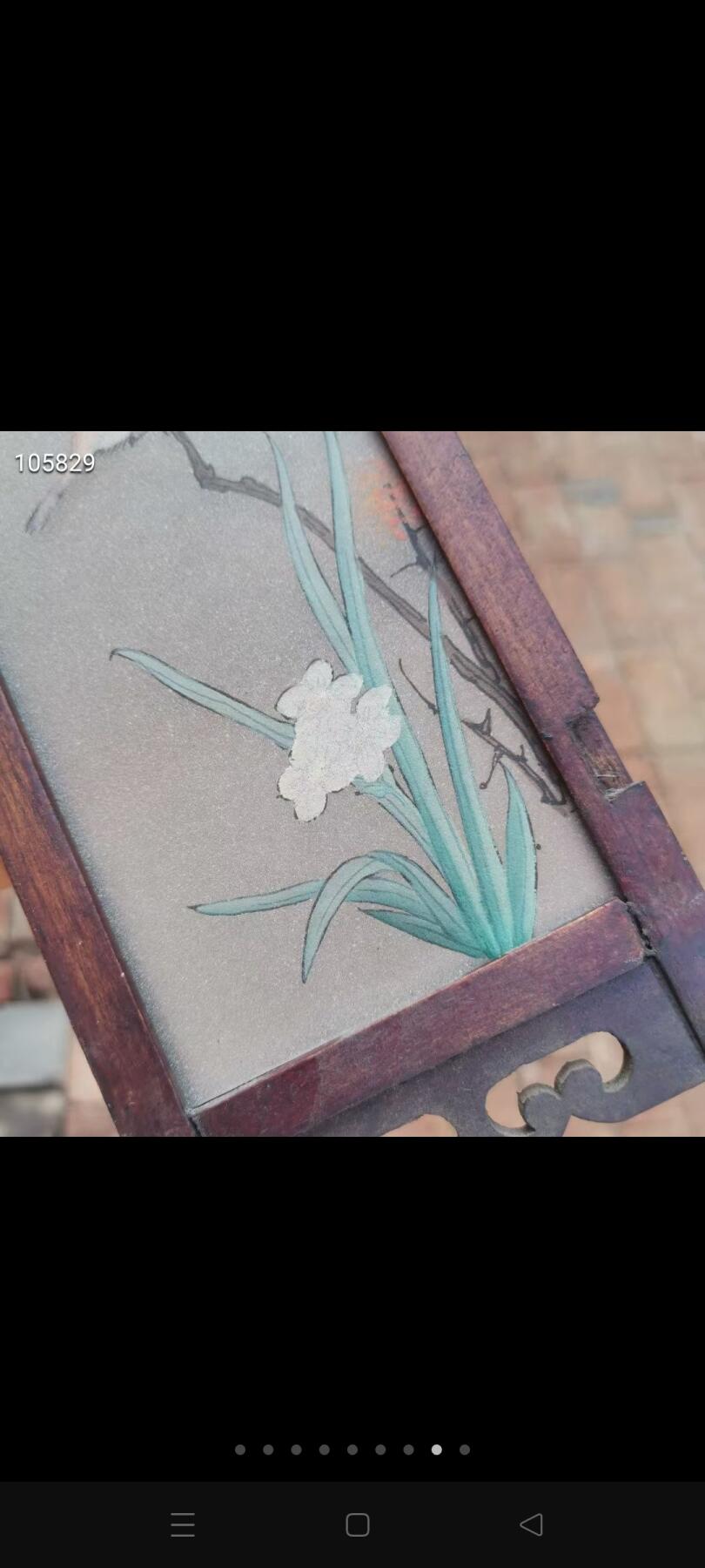 老物件六联小屏风！精美手绘花鸟图案，实木框装，每幅尺寸乘以24厘米  画面绘制竹子小鸟、梅花小鸟、兰花小鸟等，画工细腻生动！木质框架保存完