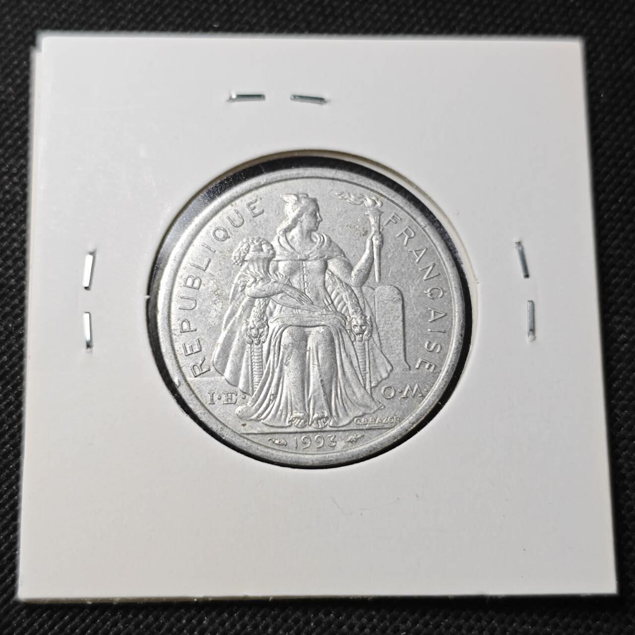 KK钱币收藏小铺  第364场  2月预留时间 周末发货  1993法属波利尼西亚2法郎