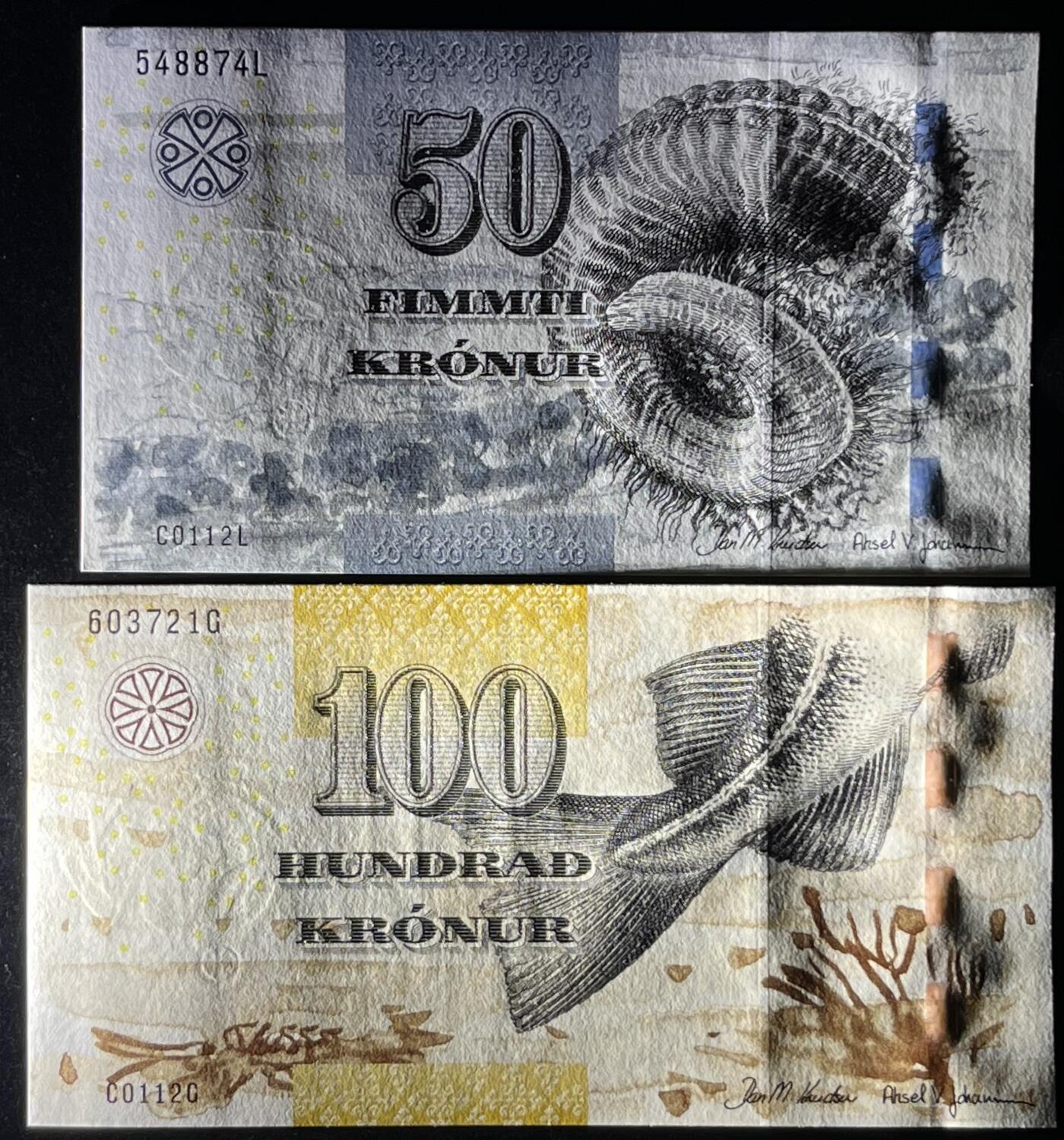 小福收藏拍卖第197期 裸钞场 本期有多张豹子号靓号 百慕大03年50元纪念钞百位号 马来亚和英属婆罗洲开国第一张纸币大冠女王 马来亚 41年1元英王乔六 法属太平洋10000法郎 捷克1000克朗纪念钞千位号  卢森堡 1000法郎  萨尔瓦多样钞 匈牙利 法罗群岛 危地马拉等多国精美纸币 法罗群岛 2011年 50+100克朗 1组2张 unc