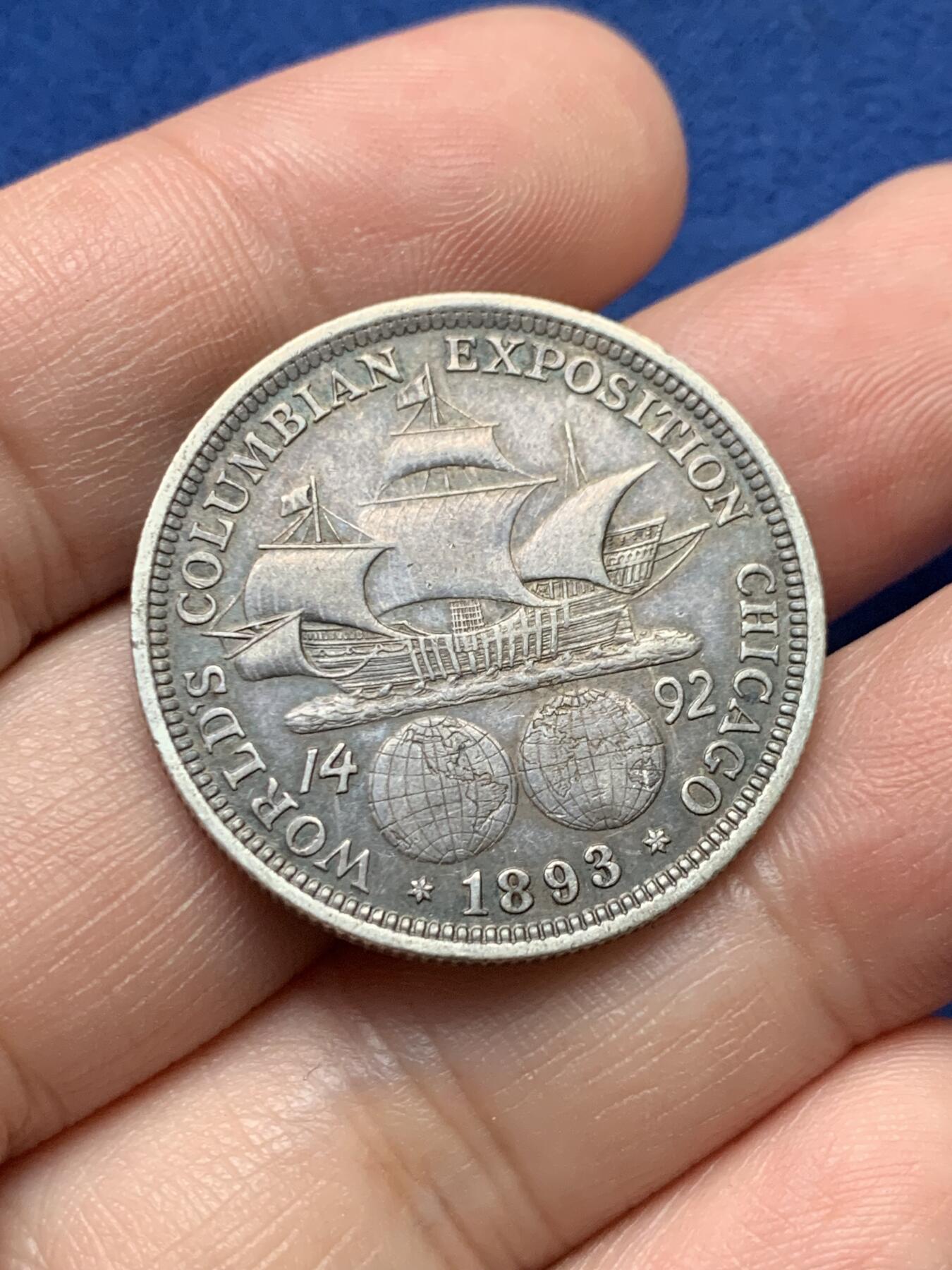 《竞宝斋》第435场 周日，周一2场连拍 （全场包邮） 美国1893年哥伦布纪念50分半美元银币