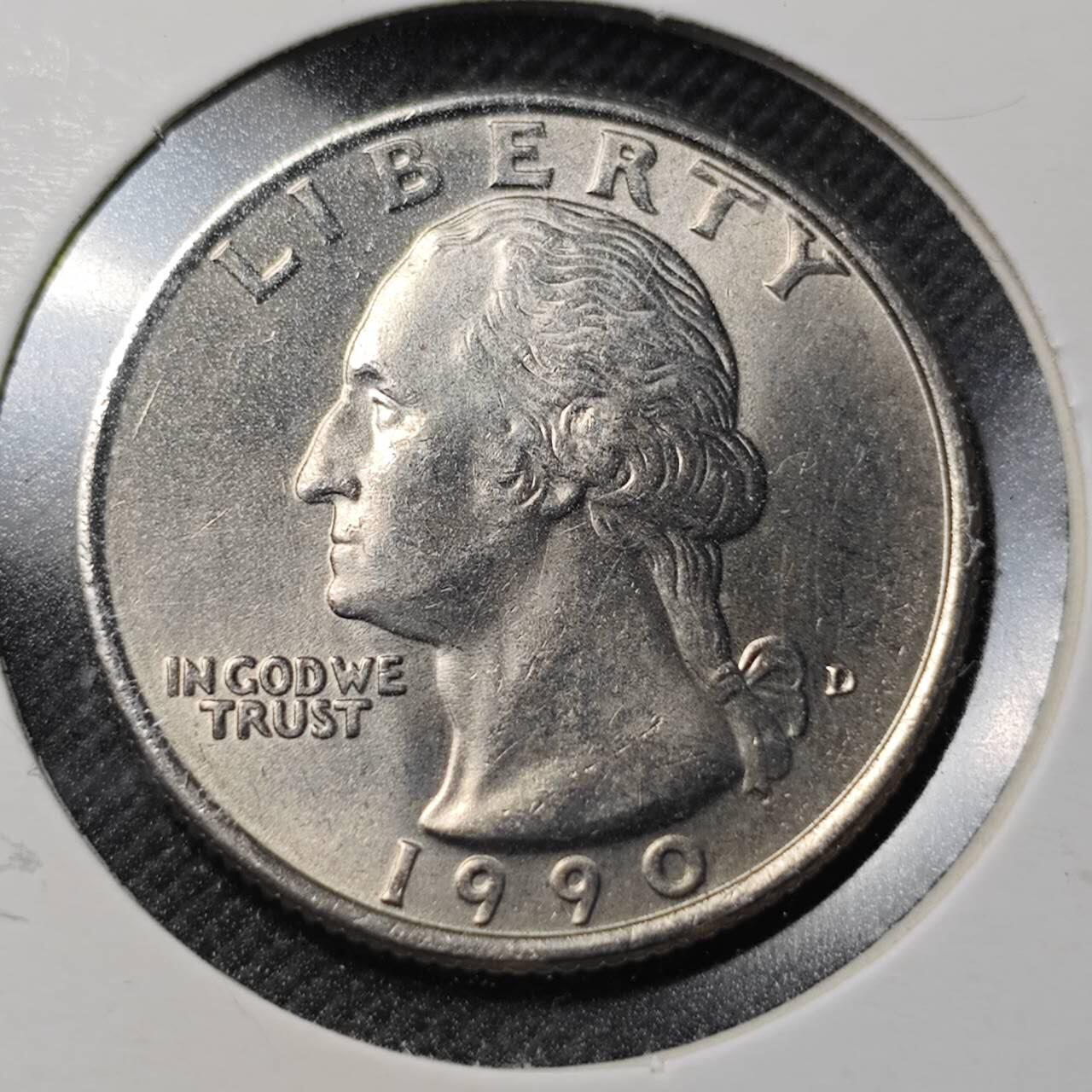 KK钱币收藏小铺  第364场  2月预留时间 周末发货  1990美国25分 好品