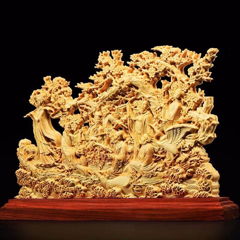 听雨轩（16）木雕 太行崖柏木雕八仙过海摆件 31*20*4cm