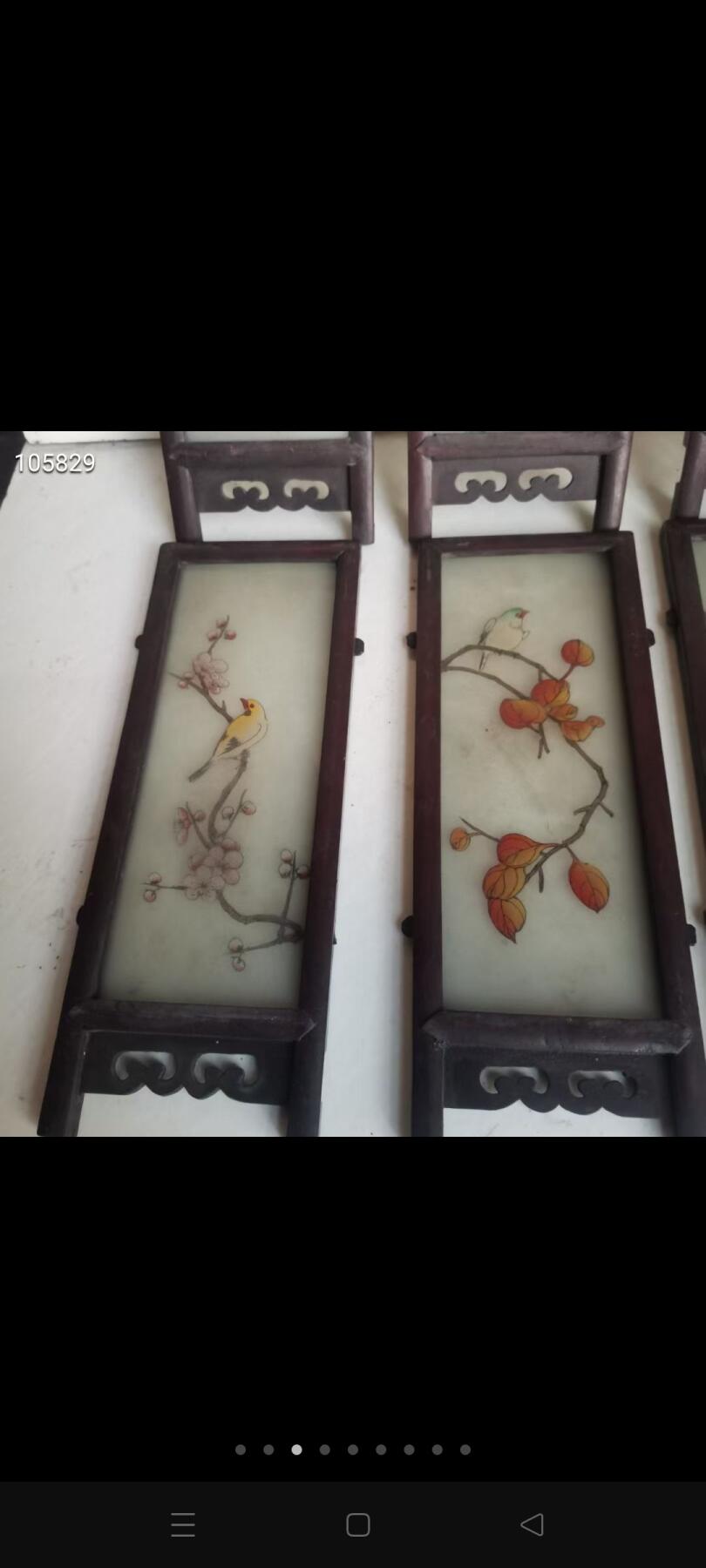 老物件六联小屏风！精美手绘花鸟图案，实木框装，每幅尺寸乘以24厘米  画面绘制竹子小鸟、梅花小鸟、兰花小鸟等，画工细腻生动！木质框架保存完