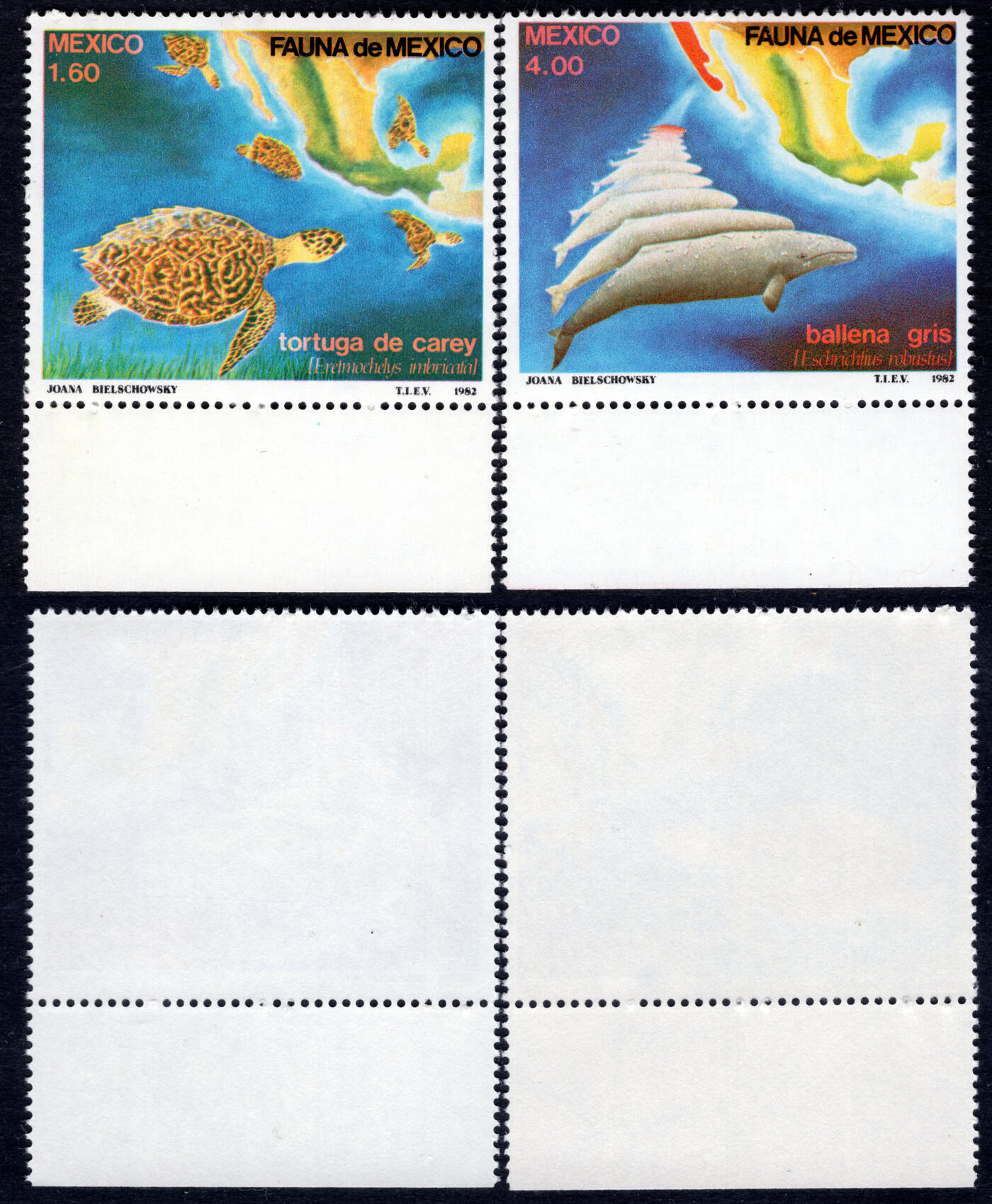 洪涛臻品批发群 精选邮票限时拍卖第1160期  墨西哥1982 海洋动物 顺边新全 全品【2017标价$3美元】