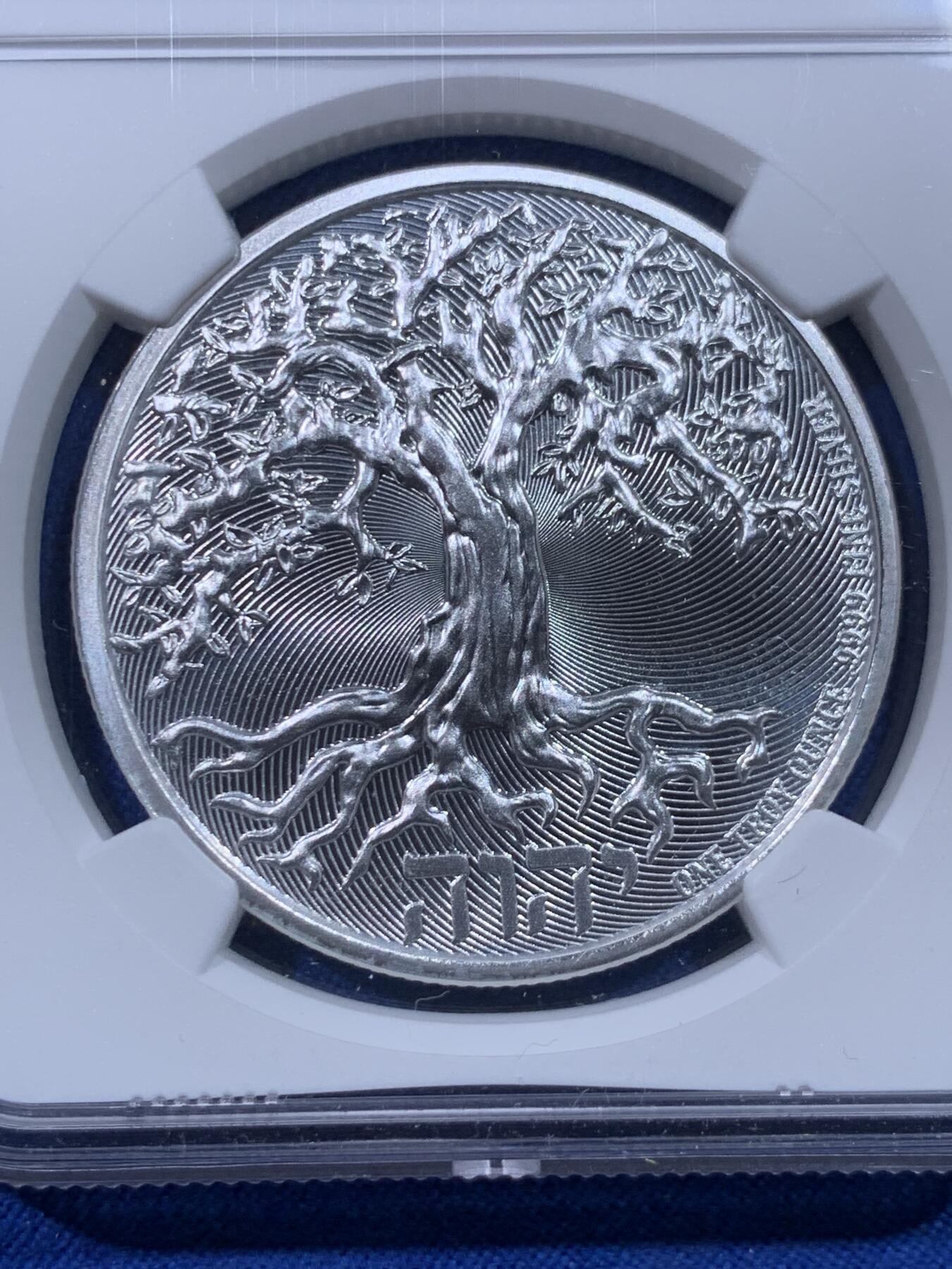 《竞宝斋》第435场 周日，周一2场连拍 （全场包邮） NGC MS70 纽埃2023年生命之树银币，9999银，31.1克，国内稀缺。