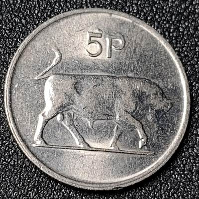 泉币菌-第124场-精品福利场(115场之后的本周末发货，感谢理解) - 原光 爱尔兰1986年5便士 公牛 竖琴 铜镍币 外国钱币硬币 23.6mm